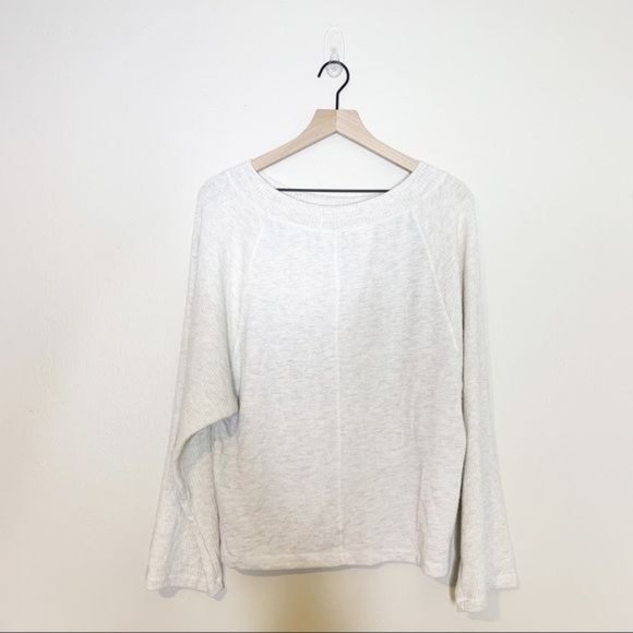 NWT Treasure & Bond Oatmeal Ribbed Long Raglan Sleeve Boat Neck Top Small - Picture 3 of 12